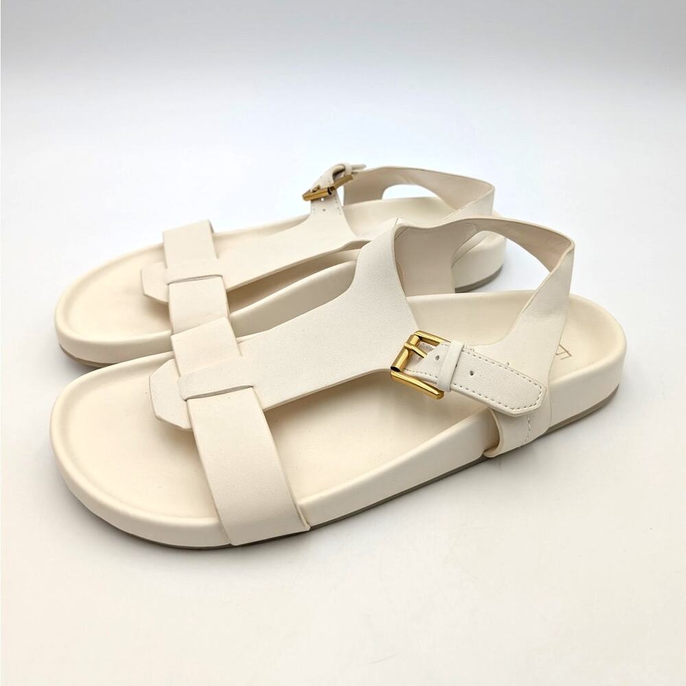 Franco Sarto Bellamy Buckle Sandals Women's Cream White Size US8.5M EU39